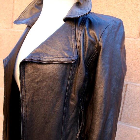 June Jackets & Blazers - June Leather Jacket Black Size XS Motorcycle Style Cropped